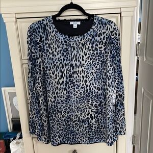 Bar III Black and White Long Sleeve Blouse